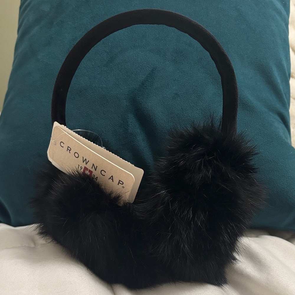 Black Rabbit Fur Earmuffs
